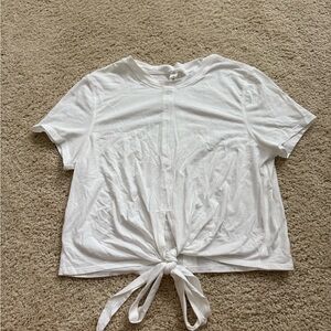 White Tie-Front Women's Top